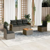 6 pcs conjunto sofás de jardim com almofadões vime cinzento 1