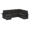 7 pcs conjunto de sofás p/ jardim c/ almofadões vime PE preto 2