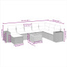 Set de muebles de jardín 9 pzas y cojines ratán sintético gris 3