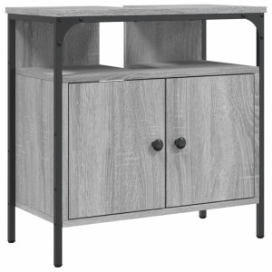 Armario lavabo baño madera ingeniería gris Sonoma 60x30x60 cm H