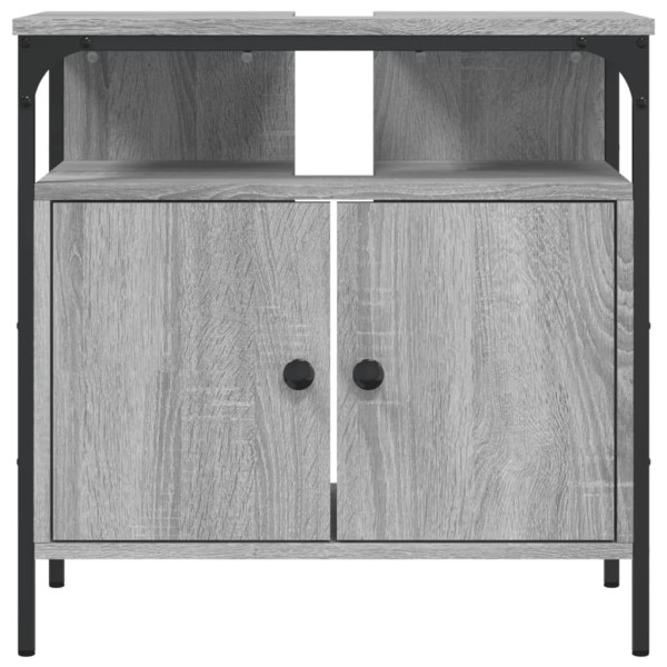 Armario lavabo baño madera ingeniería gris Sonoma 60x30x60 cm M 5