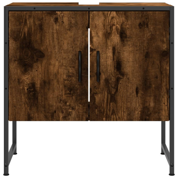 Armario lavabo baño madera ingeniería roble ahumado 60x33x60 cm M 5