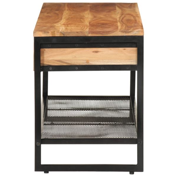 Banco zapatero de madera maciza de acacia y hierro 110x35x45 cm M 3