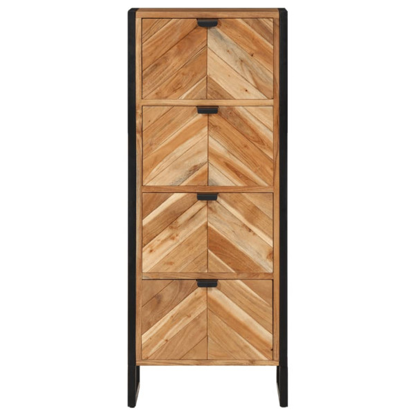 Mueble de baño madera maciza de acacia y hierro 40x30x100 cm M 3