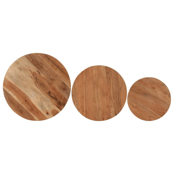 Mesas de centro apilables 3 pzas madera maciza acacia y hierro M 4