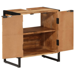 Mueble de baño madera maciza de acacia y hierro 55x35x60 cm H