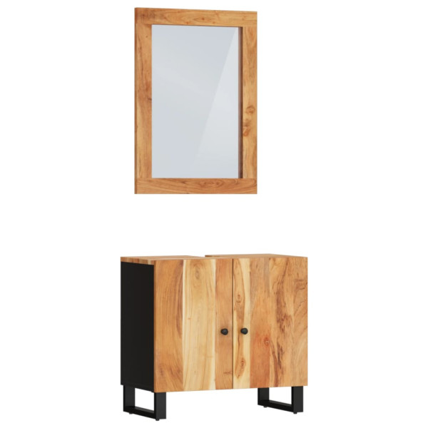 Conjunto de muebles de baño 2 piezas madera maciza de acacia M 2