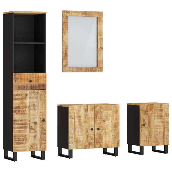 Conjunto de muebles de baño 4 piezas madera maciza de mango M 2