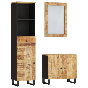 Conjunto de muebles de baño 3 piezas madera maciza de mango H