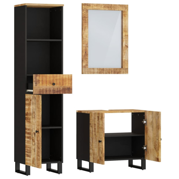 Conjunto de muebles de baño 3 piezas madera maciza de mango M 3