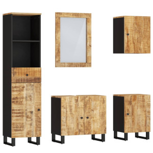 Conjunto de muebles de baño 5 piezas madera maciza de mango H