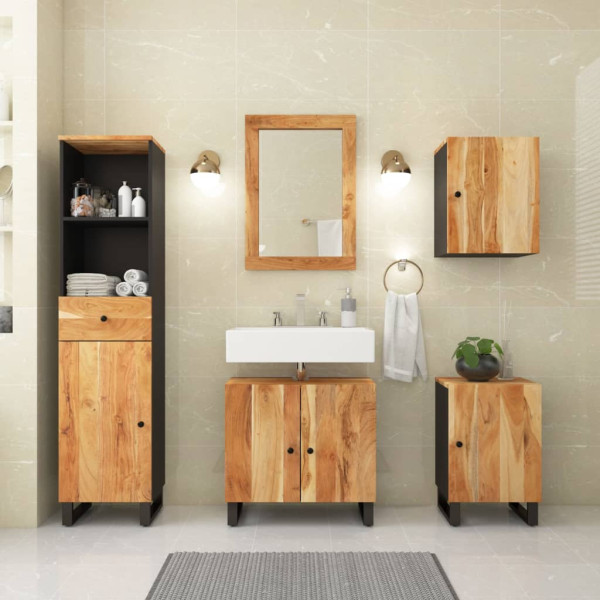 Conjunto de muebles de baño 5 piezas madera maciza de acacia D