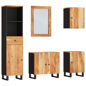 Conjunto de muebles de baño 5 piezas madera maciza de acacia H