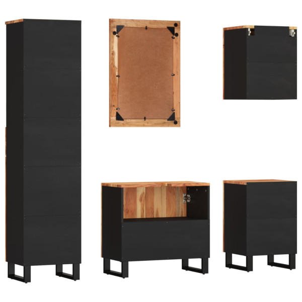 Conjunto de muebles de baño 5 piezas madera maciza de acacia M 4