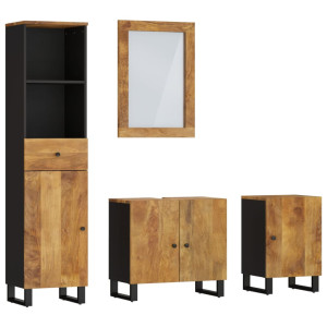 Conjunto de muebles de baño 4 piezas madera maciza de mango H