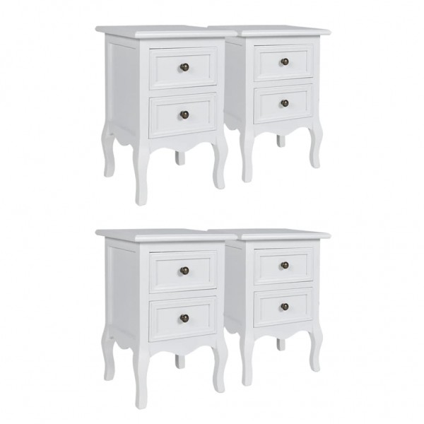 Mesas-de-cabeceira com 2 gavetas 4 pcs MDF branco M 2