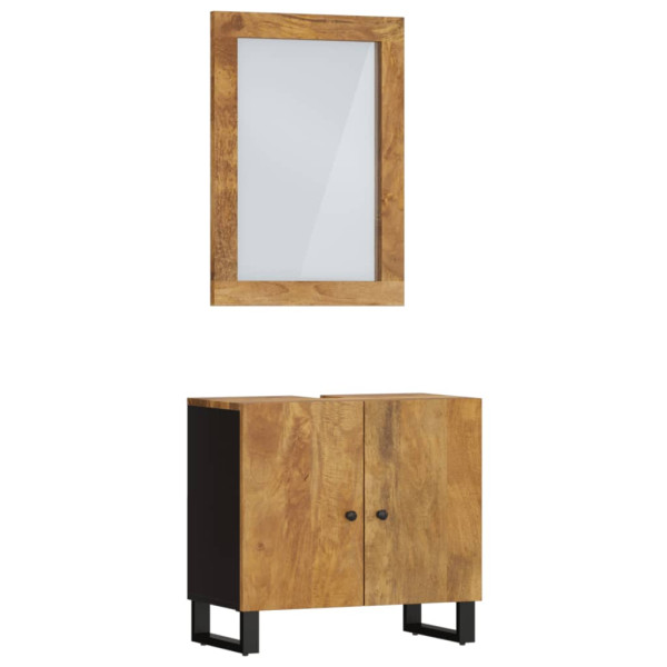 Conjunto de muebles de baño 2 piezas madera maciza de mango M 2