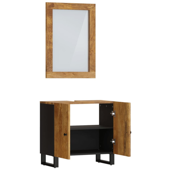 Conjunto de muebles de baño 2 piezas madera maciza de mango M 3