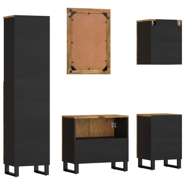 Conjunto de muebles de baño 5 piezas madera maciza de mango M 3