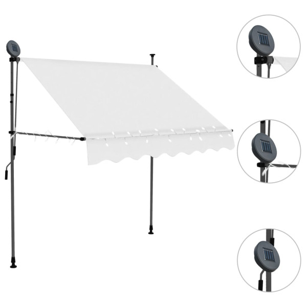 Toldo retrátil manual com LED 100 cm creme M 3