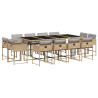 Set comedor de jardín con cojines 13 pzas ratán sintético beige 2