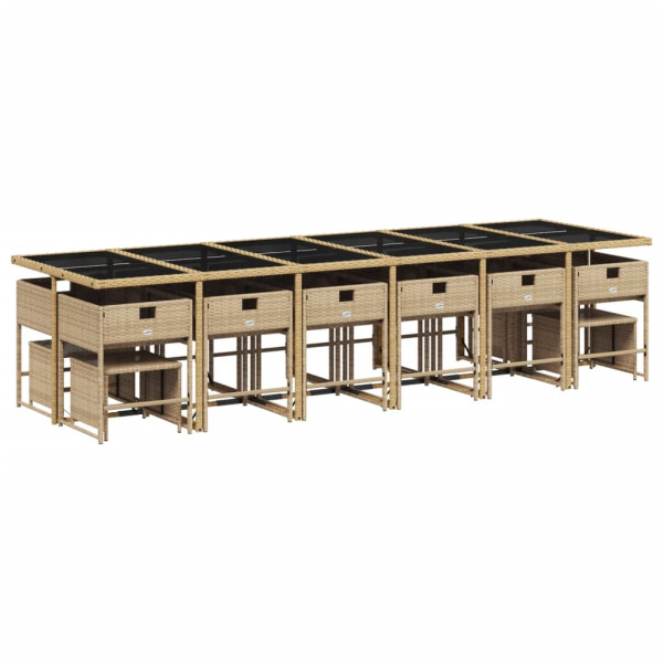 Set comedor de jardín 17 pzas con cojines ratán sintético beige M 3