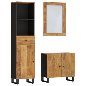 Conjunto de muebles de baño 3 piezas madera maciza de mango H