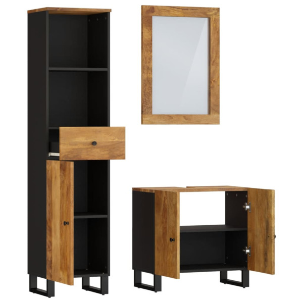 Conjunto de muebles de baño 3 piezas madera maciza de mango M 3