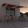 Toldo automático LED sensor de viento naranja marrón 600x300 cm 1