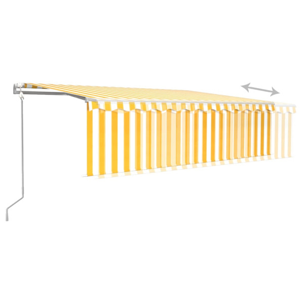 Toldo autom. c/ estore/LED/sensor de vento 5x3 m amarelo/branco M 4