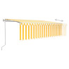 Toldo autom. c/ estore/LED/sensor de vento 5x3 m amarelo/branco 4