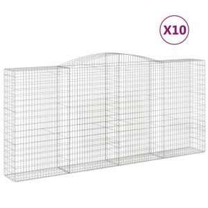 Cestos gabião arqueados 10 pcs 400x50x180/200 ferro galvanizado H