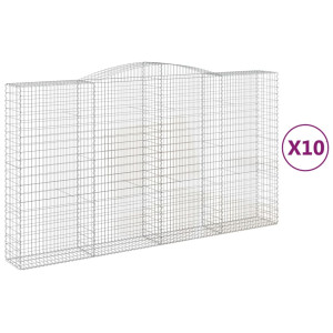 Cestas de gaviones 10 uds forma de arco hierro 400x50x220/240cm H