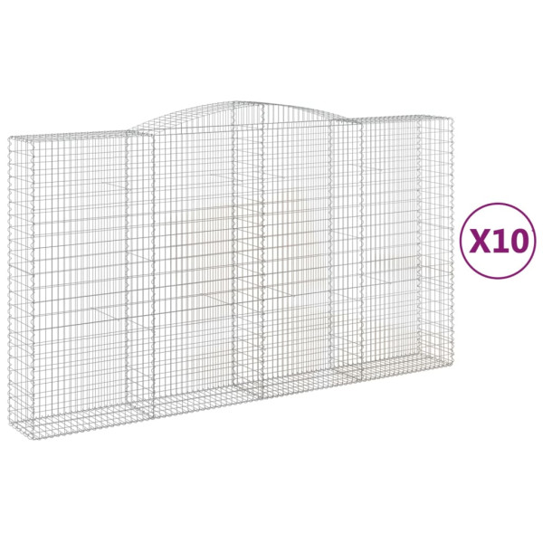Cestas de gaviones 10 uds forma de arco hierro 400x50x220/240cm M 2
