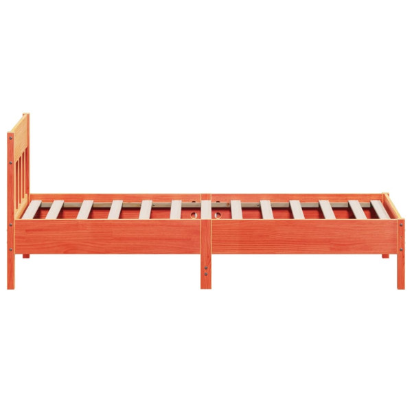 Estructura cama con cabecero madera pino marrón cera 75x190 cm M 5