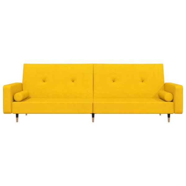 Sofá cama de 2 plazas con dos almohadas terciopelo amarillo M 4
