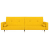Sofá cama de 2 plazas con dos almohadas terciopelo amarillo 4