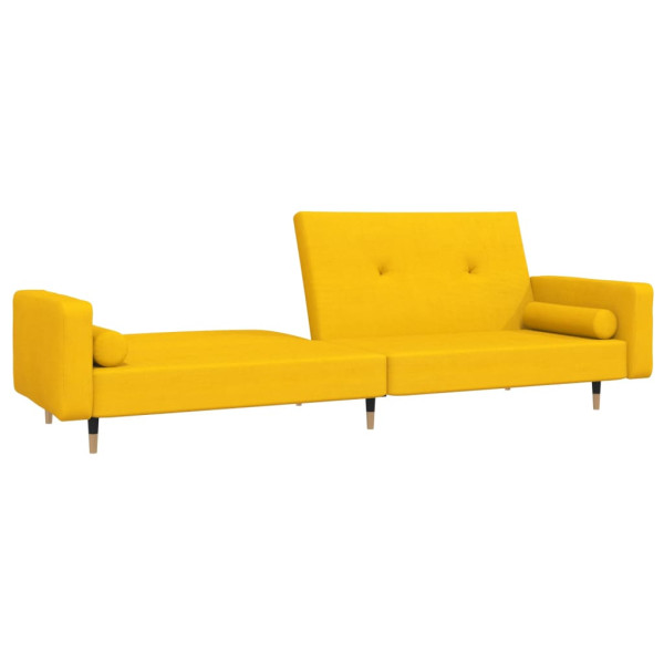 Sofá-cama 2 lugares com duas almofadas veludo amarelo M 5