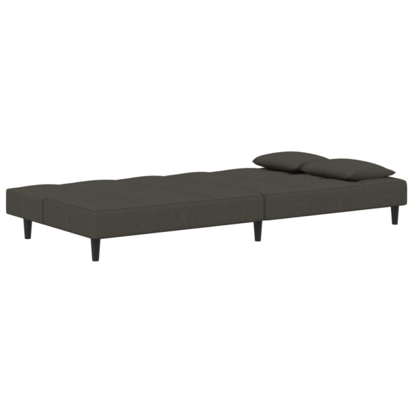 Sofá-cama 2 lugares com duas almofadas veludo cinzento-escuro M 5