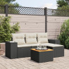Set de muebles de jardín 5 pzas y cojines ratán sintético negro 1