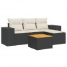 5 pcs conjunto sofás de jardim com almofadões vime PE preto 2