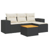 Set de muebles de jardín 5 pzas y cojines ratán sintético negro 2