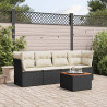 5 pcs conjunto sofás de jardim com almofadões vime PE preto 1