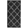 Tapete shaggy de pelo alto PAMPLONA 100x200 cm preto e creme 2