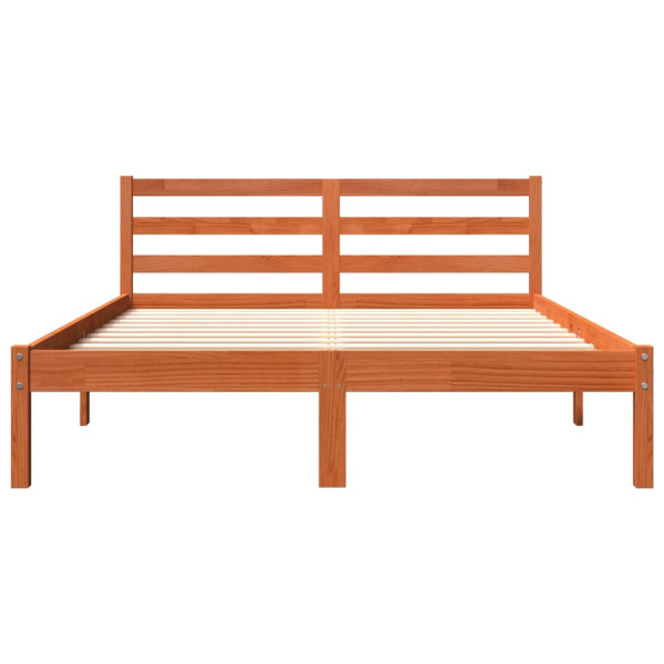 Estructura de cama madera maciza pino marrón cera 120x190 cm M 4
