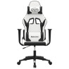 Silla gaming de masaje cuero sintético blanco y negro 3