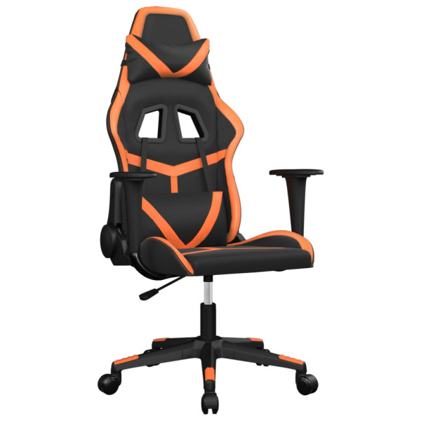 Silla gaming de masaje cuero sintético negro y naranja M 2