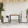 3 pcs conjunto de bistrô com almofadões vime PE preto 1