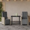 3 pcs conjunto bistrô com almofadões vime PE cinzento claro 1