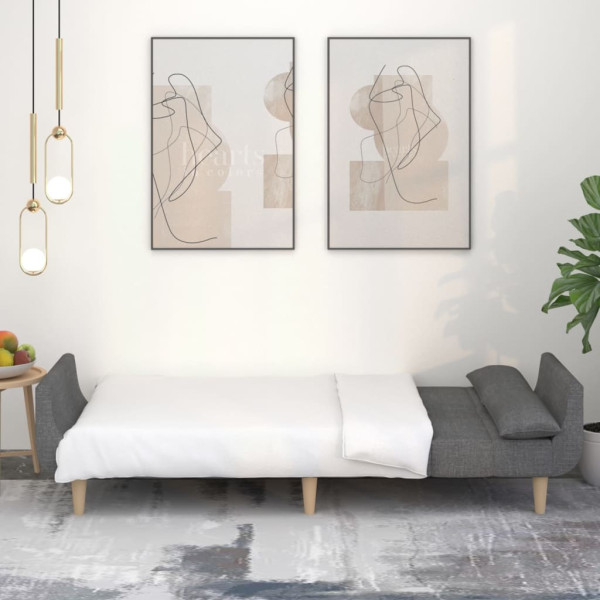 Sofá-cama 2 lugares com duas almofadas tecido cinzento-claro M 3